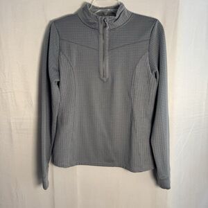 The American Outdoorsman Women's Gray Waffle Knit 1/4 Zip Pullover Medium Gym